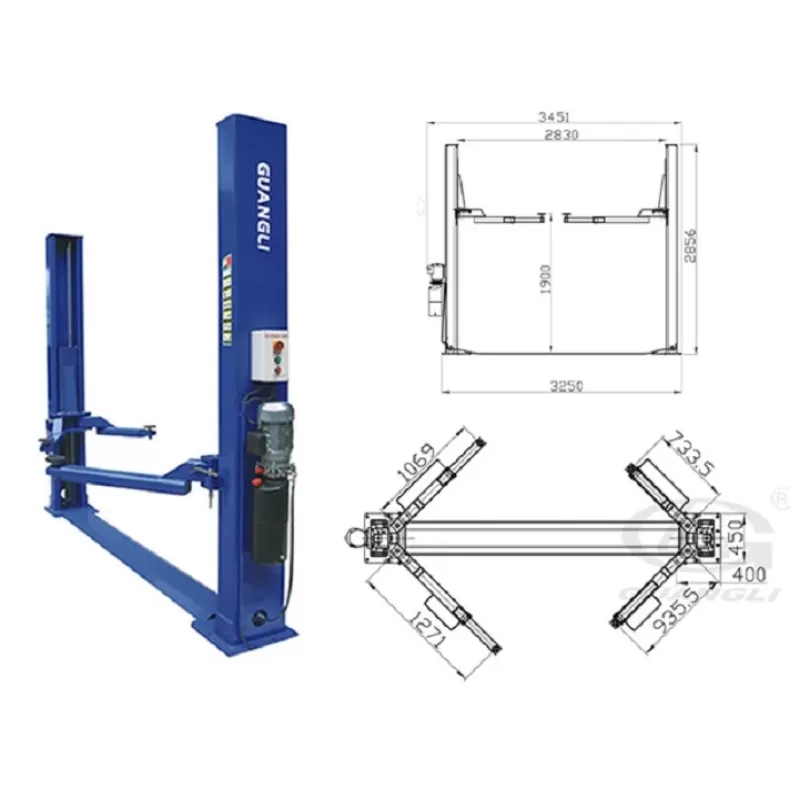 Cầu nâng 2 trụ Guangli 3,2 tấn loại không cổng