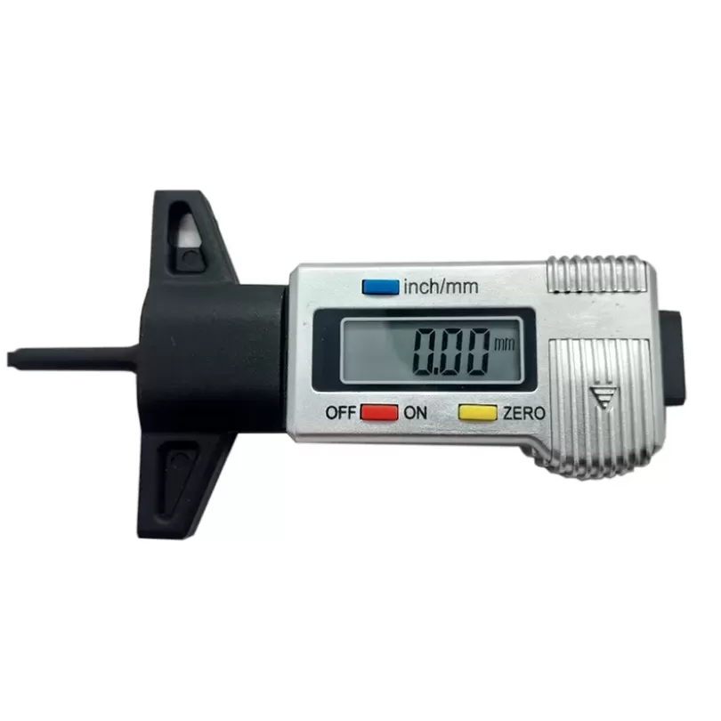 Tire tread depth gauge displays numbers